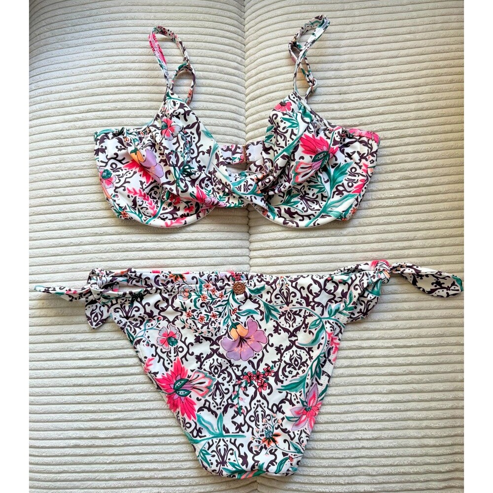 Swim Systems Swimsuit Bikini Women's 34DD Medium Floral Boho Cottagecore
